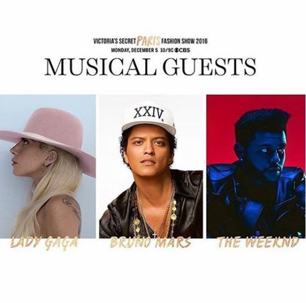 Victoria's Secret Fashion Show reunirá Lady Gaga, Bruno Mars e The Weeknd. (Foto: Reprodução)